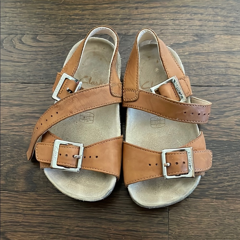 Clarks Tan Leather Sandals with Adjustable Straps